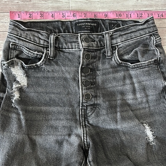 Lucky Brand High Rise Drew Mom Button Fly Jean Fredericksburg Ct Distressed Grey - Picture 11 of 14